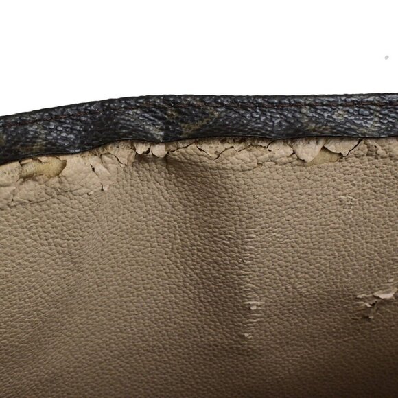 LOUIS VUITTON Logo Sac Plat Hand Tote Bag Monogram Leather Brown M51140 65ED899 - Picture 14 of 16